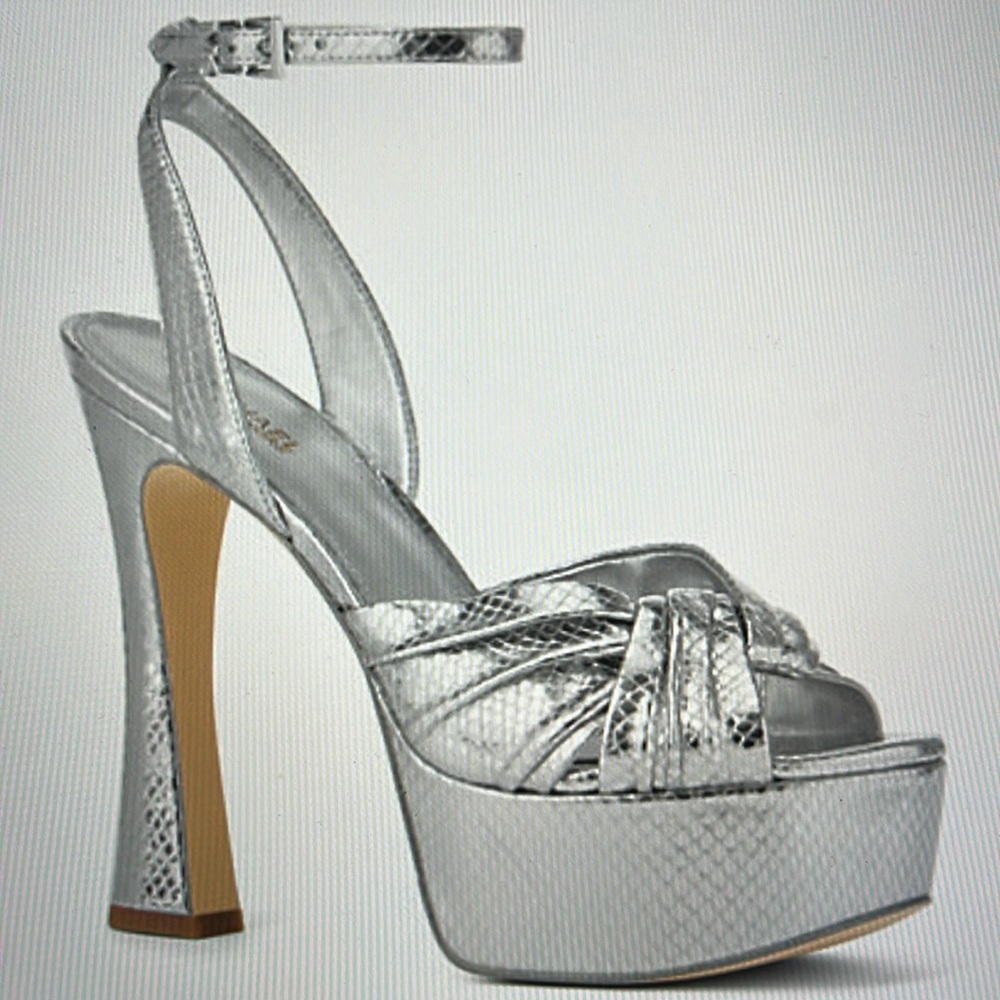 Michael Kors Selena platform sandal, metallic leather